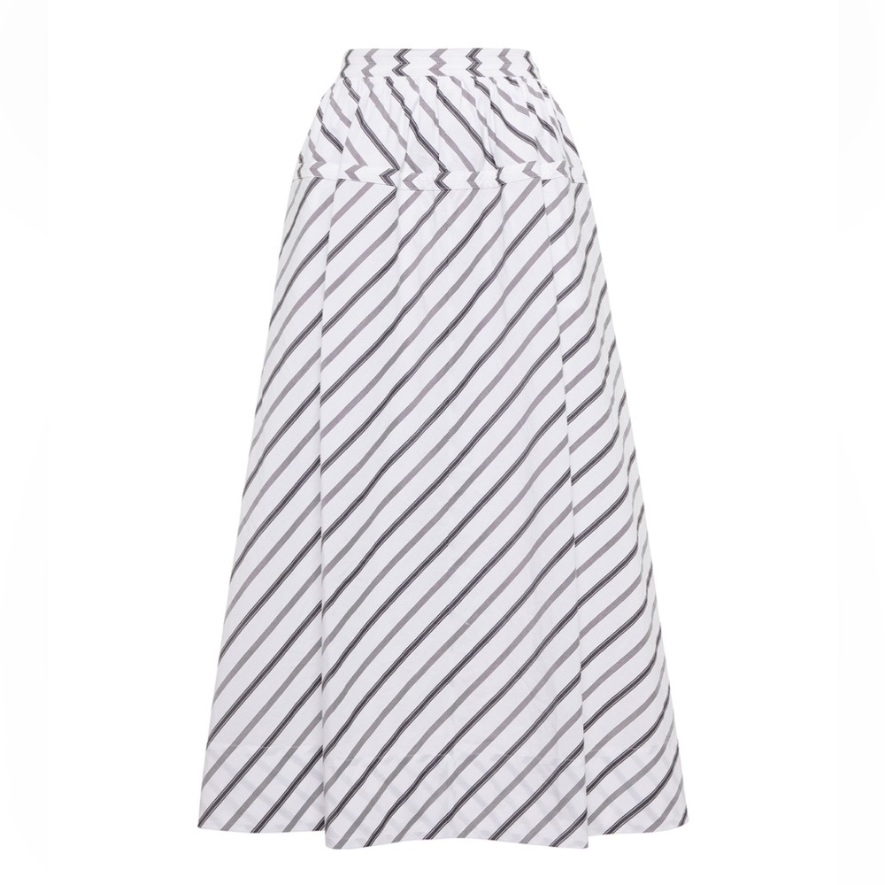 TORY BURCH Striped cotton midi skirt